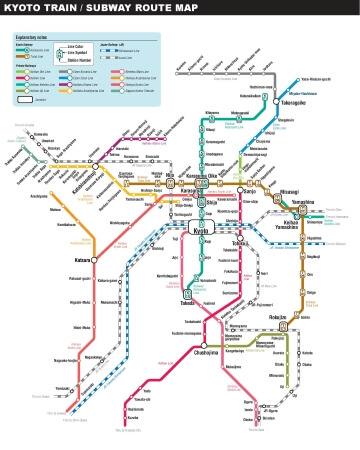 Kyoto train and subway map